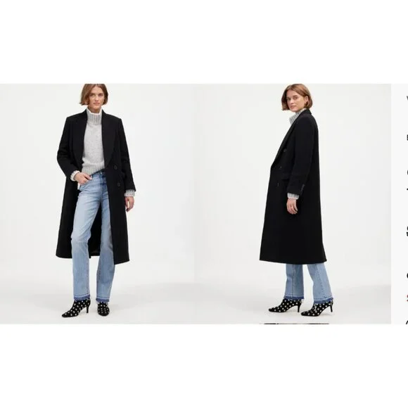 Madewell Womens $378 Oversized Double Breasted Top coat in Black Size 4 NT123 - Picture 1 of 13